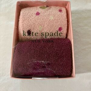Kate Spade New York 2 Pairs Crew Socks Gift Box Pink & Purple Women’s Size 4-10